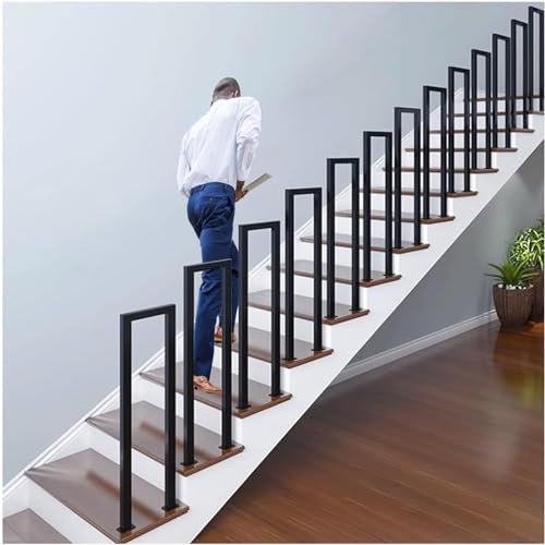 Handlauf Treppe, Treppen GeläNdergeläNder U,M-FöRmige, TreppengeläNder, Treppenhandlauf GeläNder FüR AußEnbereich, Indoor Outdoor Garten Treppenhaus Treppen StüTzgeläNder (85cm, Schwarz A)