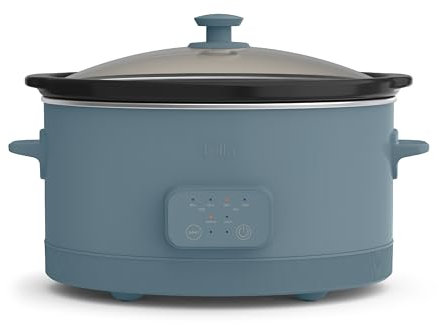 bella 6.0 Qt Programmable Slow Cooker, Ceramic Nonstick Coating, Adjustable Temperature & Cooking Times, Dishwasher Safe Stoneware Pot & Tempered Glass Lid, Tangle Free Cord Wrap, Surf