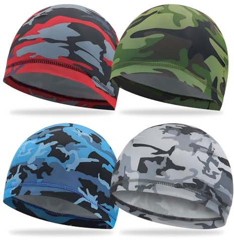 4-teiliges Set Bandana Cap Durag und Kopftuch Herren, Perfekt für Fahrradfahren und Joggen-Schweißableitend und atmungsaktiv,Stilvolles und Bequemes Kopfbedeckung Männer und Frauen Sommer