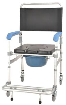 mosegor Toilettenstuhl mit rollen,höhenverstellbar Nachtstuhl mit Armlehnen,Toilettenrollstuhl für Senioren,Fahrbarer Toilettenstühle,duschstuhl,150 kg Tragfähigkeit Geeignet für Bad,Krankenhäuser
