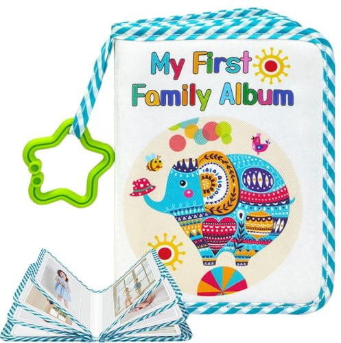 Baby's My First - Álbum de fotos de 17 fotos de 4 x 6 pulgadas, álbum de fotos de tela suave, unisex, para niños, álbumes de fotos de memoria personalizados para familia, baby shower, fiesta, niño y