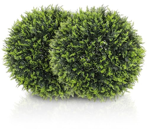 HOMCOM 2er-Set Künstlicher Zeder, 45 cm Zimmerpflanze, Kunstpflanze, Dekopflanze, Dekorative Pflanzen für Zuhause, Büro, Flur, Garten, Grün