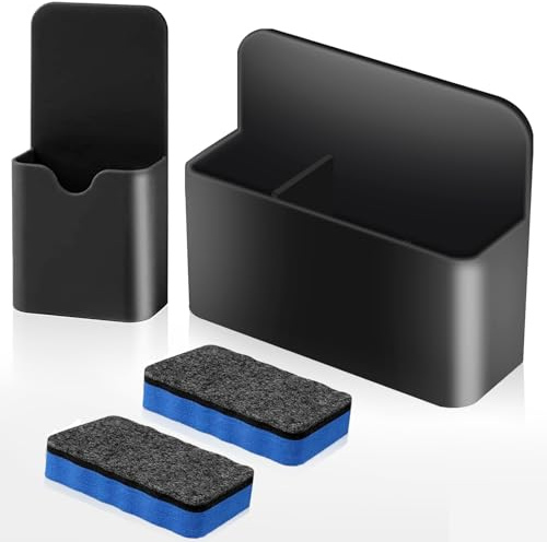 CAIXIANGYU 2 Pièces Porte-stylos Magnétiques avec 2 éponges, accessoires pour tableau blanc, support magnétique pour marqueurs pour réfrigérateur, tableau magnétique, maison, bureau, école