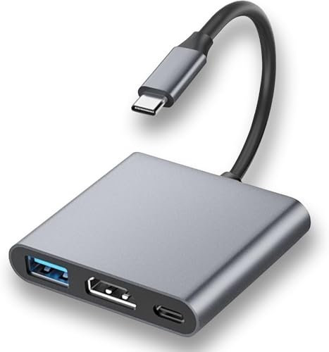 USB C Hub 3 in 1 mit 4K@30Hz HDmi, PD 100W und USB 3.0 5Gbps Datenport, USB C Adapter Multiportadapter für iPhone 16/15, MacBook Pro/Air, iPad, Laptop, Samung, Surface, HDTV etc