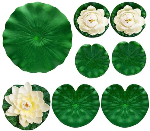 Plantas para estanque, decoraciones flotantes artificiales, decoraciones para piscinas primavera verano paisaje lluvia boda centro de mesa jardín lago cascada