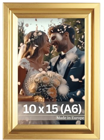 VictoR Renoir bildram guld 10 x 15 cm (A6) – elegant vintage plastram i barockstil med okrossbar akrylglasskiva och MDF-baksida