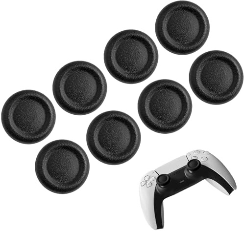 Juego de 8 Tapas Mando compatibile con PS5/PS4, Tapas de Palo Antideslizantes, Set de Cubiertas de Silicona para Pulgar para Mandos, Accesorios para Controladores Gaming (Negro)