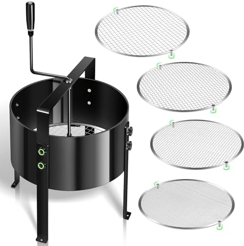 Gifeerory Setaccio rotante manuale migliorato per giardino, setaccio per compost, filtro a maglie da 13 pollici con 4 setacci intercambiabili (3/6/9/12 mm), setaccio orticolo, setaccio per orticoli