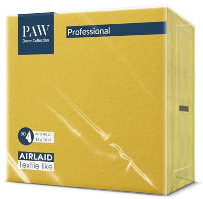 PAW - 50 Tovaglioli in Airlaid Effetto Tessuto (40x40 cm) | Tovaglioli Monouso di Alta Qualità e Assorbenti | Ideali per Matrimoni, Feste e Comunioni | Decorazioni da Tavola - Monocolore Giallo