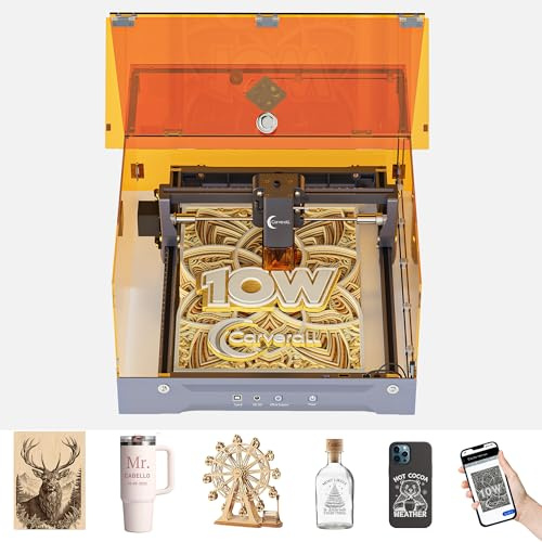 Carverall K15 Pro 10W Laser Graviermaschine, Klasse 1, Lasergravierer und Laser Cutter, 300×200 mm, 0,01 mm Präzision, 15.000 mm/min, für Holz, Acryl, Leder & beschichtetes Metall