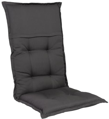 Homeoutfit24 Gartenstuhlauflagen Hochlehner – 2er Set – Extra Dick 8 cm – Mit Kopfpolster – Oeko-TEX – UV-beständig – Anthrazit – Made in EU – Outdoor Auflagen für Gartenstühle