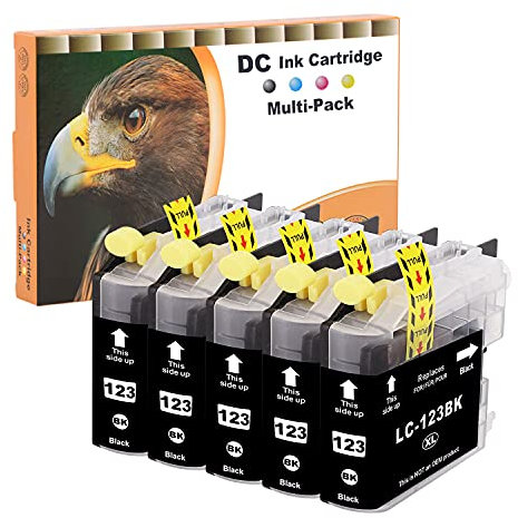 D&C 5X 15ml Black Druckerpatronen Kompatibel für Brother LC-123 LC123 BK XL für MFC-J6720DW MFC-J6920DW MFC-J870DW DCP-J132W DCP-J152W DCP-J172W DCP-J4110DW DCP-J552DW J752DW MFC-J245 J4410DW J4510DW