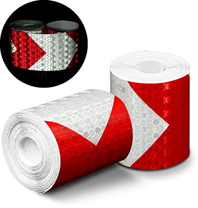Bande réfléchissante Forme de flèche, 2 pcs 3 m * 50 mm Prismatic étanche sécurité Rouleau de Ruban de signalisation Vinyle Autocollant Sécurité Ruban adhésif