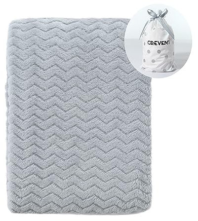 CREVENT 75X100cm Kuschelige, Flauschige, warme Fleece-Babybettdecke für Unisex-Säuglingskleinkind-Krippenkinderwagen (Wellengrau)