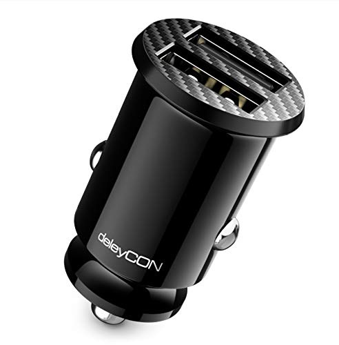 deleyCON 4,8A Cigarettändare USB-Laddare - 4800mA Snabb Laddning 2-Port USB - Mini Billaddare Auto Kompatibel med iPhone 17 16/15/14/13, iPad Pro/Air 2/Mini, S25/S24 M.fl.