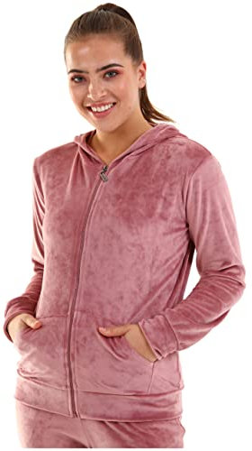 nolihoo Hausanzug Damen Trainingsanzug Sportanzug Jogginganzug Freizeitanzug Set Velours Weich Kuschelig Nicki mit Reißverschluss 2 Teilig für Indoor Outdoor L Rosa