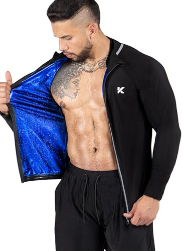 Kewlioo Pro värmefångande bastudräkt för män, bastu långärmad bastu skjorta för gym, träning