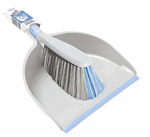 York Handfeger Und Schaufel Besen Und Kehrschaufel Set Kehrblech Kehrset Mit Antibakteriellen Eigenschaften Hygienisch mit Zinkmakromoleküle Kehrgarnitur Grau Blau 23 x 33 x 10 cm