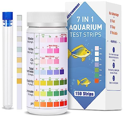 Aquarium Test Strips for Fish Tank: 7-Way 150 Strips Aquarium Water Test Kit Freshwater Testing pH Nitrate
