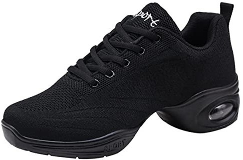 Chaussures de Sport Jazz pour Femmes Moderne Baskets de Danse Chaussures Léger et Respiran Latine Gymnastique Fitness Yoga Sneaker Noir 40