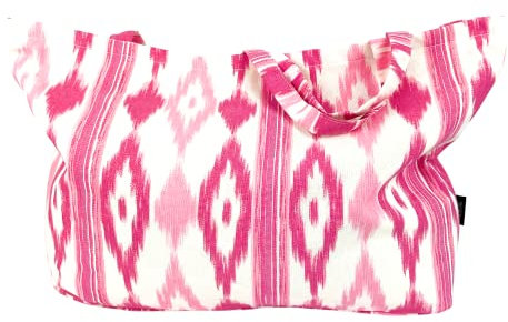 TRESMESTRES Bolsa de Playa Grande XXL Familiar - Estilo Mediterráneo - Bolso Mujer para Verano y Piscina - Fucsia,65x40cm