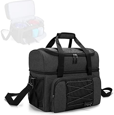 HUIOP Bowling Bag, Bowling Bag for 2 Balls Portable Bowling Tote Bag with Padded Ball Holder for Double Ball and Pair of Bowling Shoes up to Mens 16,Bowling Tote
