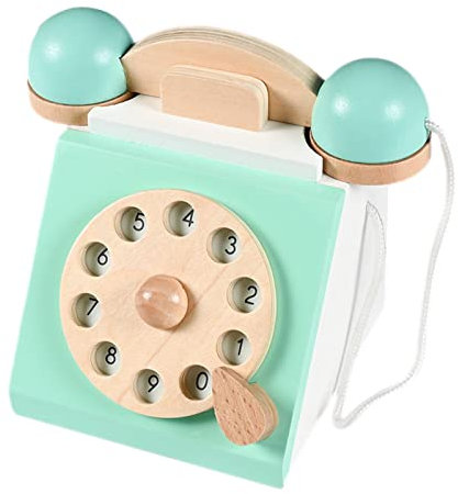 Rianpesn 2 Baby-Telefon-Spielzeug | Retro Festnetz,Baby-Spielzeugtelefon aus Holz, altes Telefonmodell, Vintage-Geschmack, grün, für Ornament, Café, Wohnzimmer, Fensterdekoration