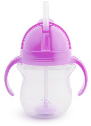 Munchkin Click Lock Tip & Sip Straw Cup | Baby Toddler Sippy Cups with Straw | BPA Free | Leakproof | Dishwasher Safe | Weighted Straw | Bottles -7oz/207ml | Purple