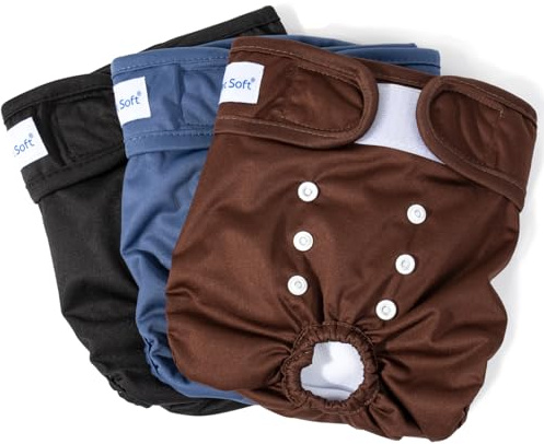 Mjuka hundblöjor för husdjur – hundperiodbyxor för säsong tvättbara, 3-pack superabsorberande återanvändbara hundblöjor för kvinnliga hundar i värme med läckagesäker midjeband (ren, XS)