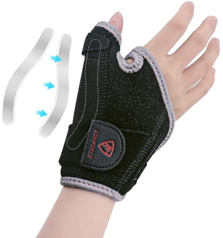COMFORCE tutore ergonomico per il pollice, stecca morbida e traspirante per il pollice, tutore per il pollice indossabile tutto il giorno per tendinite, pollice a scatto, per uomini e donne (Destra)