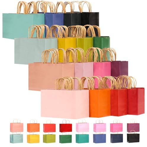 Gcardist 16PCS Gift Paper Bags 32x25x11cm Large Gift Bag with Handles Bulk 16 Different Senior Color Bags Multiple Uses (12.6x10x4.3Inch,Wide Large)