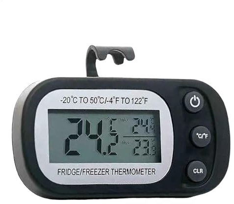 Refrigerator Thermometer - Refrigerator Temperature Meter - Max/Min Record Function | Fridge Thermometer Digital | Waterproof Fridge Freezer Thermometer | Temperature Meter For Kitchen, Home, Restaura