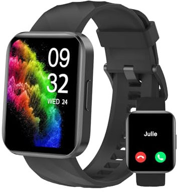 Montre Connectée Homme Femme Montre Sport Appel Bluetooth Smartwatch Etanche IP68 Podometre Cardiofrequencemetre Oxymetre SpO2 Multisport Notification Chronometre Cycle Menstruel pour Android iOS Noir