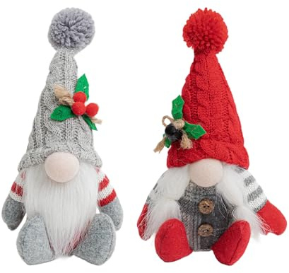 Captor Coppia Gnomi Natalizi 25 cm, Decorazioni Natalizie, Addobbi Natalizi per la Casa, Natale Decorazioni Casa, Elfo senza Volto, Bambole Oggetti Regalo Peluche Gnomo di Natale Nani Pensierini