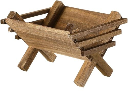 Baokuan Gesù nella Mangiatoia di Legno, Decorazioni Natalizie Religiose, Presepe, Culla della Natività, Accessorio per Decorazioni per Interni Ed Esterni.