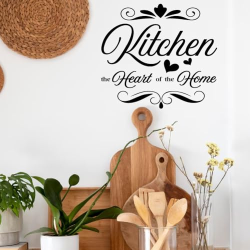 SUPERDANT Cucina Il Cuore della Casa Adesivi da Parete Decorazioni Testuali Decorazioni Murali Fai da Te in Vinile Decorazione Linee Nere per Cucina Casa Ristorante 30x80 cm