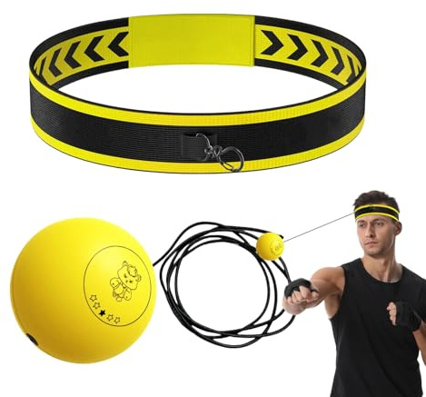 Reflex boxningsboll – pannbandstränare, elastisk boxningsutrustningskomponent för boxningsträning, fitnessutrustning med justerbart pannband, kampsportutrustning, huvudmonterad boll för hemmagym