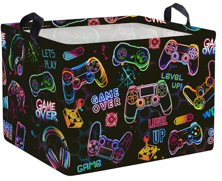 HUUMONSS Grand Corbeille a Linge Manette de Jeu Repliable Panier Rangement Jouets Vêtements pour Maison, Noir, 36L