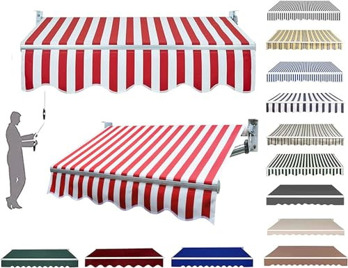 Infällbar vattentät uteplatsmarkis baldakin – hållbart solskydd i polyester för utomhusdäck, 2,5 x 1,5 m (8 x 5 fot) – perfekt för trädgård, balkong och terrass