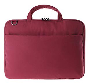 Tucano Darkolor Hard Case for Laptops up to 14 Inches, for Mobile Workplace with Practical Stand Function and Removable Shoulder Strap - Red