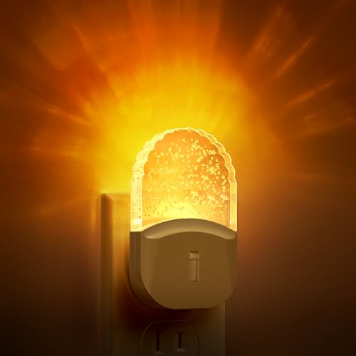 DORESshop Night Lights Plug Into Wall [2 Pack], Amber Warm Night Light, 1800K, Dusk to Dawn Sensor, Adjustable Brightness LED Night Light for Bathroom, Hallway, Stairway