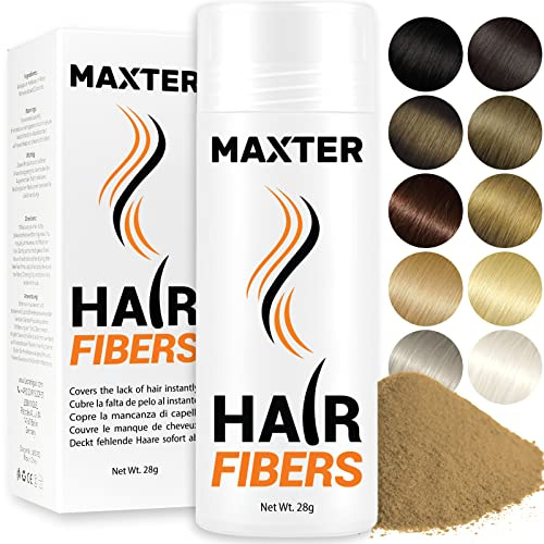 Maxter FIBRAS CAPILARES Rubio Medio - Microfibras Capilares de Algodón en Polvo 100% Natural para Disimular Calvicie y Alopecia al Instante - Fibra Capilar Hombre y Mujer - Hair Fibers