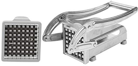 Taglia Patate, Tagliere Acciaio Inox Affettatrice Manuale Verdure Taglierino Professionale Taglierina Patatine con 2 Dimensioni di Lame e Base Aspirazione Sicura Tagliaverdure Patate Cipolla Carota