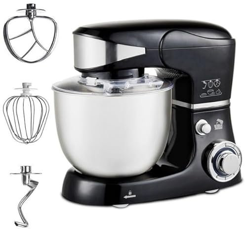 Impastatrice Planetaria con Ciotola 5L Gancio per Pasta, Frusta per Filo E Frullino 6 velocità di Controllo Sbattitore Mixer Pasticceria Robot da Cucina per Mescolare, Frullare, Montare E Impastare (