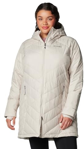 Columbia Womens Heavenly Long Hooded Puffer Jacket, Dark Stone, Medium