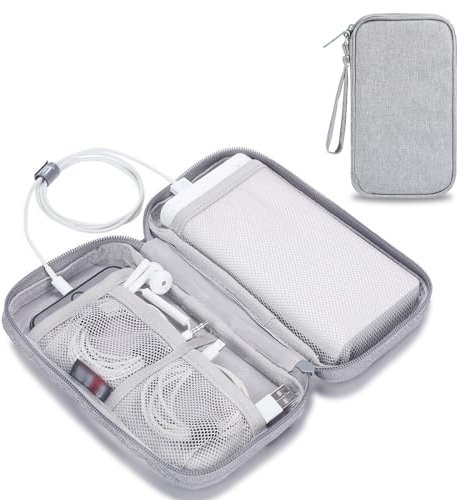 UEPOA Universal Travel Kabel Organizer Tasche Wasserdicht Klein Ladekabel Tasche Kabeltasche Organizer Reise Tragbare Cable Bag Elektronik Zubehör Tasche für Handy USB Ladekabel Powerbank (Grau)