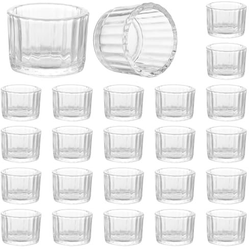 LDHHYH 24er Teelichtgläser Glas Set, 5,5cm x 3,8cm Klare Kerzengläser Teelichtglas, Teelichthalter Klein, Kleiner aus Klarem Glas, Kerzenglas Teelichtglas für Hochzeit,Geburtstagsfeier, Heimdekoration