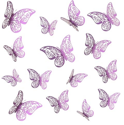 Bzzerumy Elefun Lot de 36 stickers muraux décoratifs avec papillons 3D amovibles pour décoration