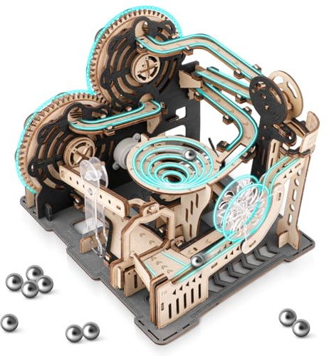 nicknack Electric Wooden Marble Run, 3D Wooden Puzzles for Adults & Teens, Marble Run Motor-driven Mechanical Model Building Kits Gift for Kids Men