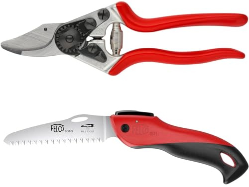 FELCO Set med trädgårdssax FELCO 6 och fällsåg 601, väsentliga verktyg för trädgårdsarbete, exakt skärning och snittning